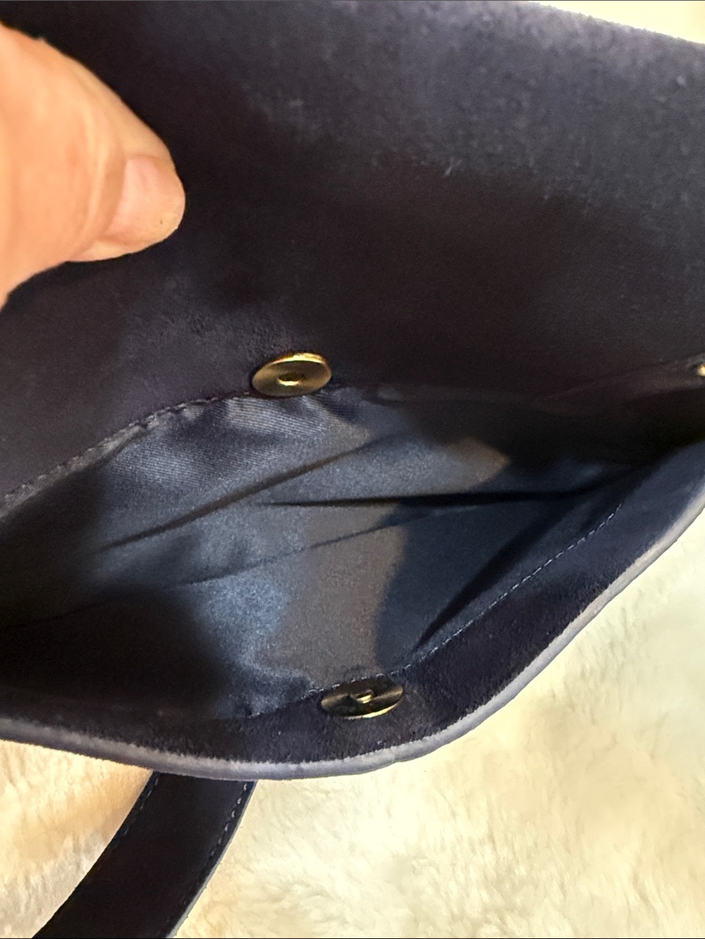 NWT - Suede Studded Flap Crossbody Bag in Navy - Picture 9 of 14